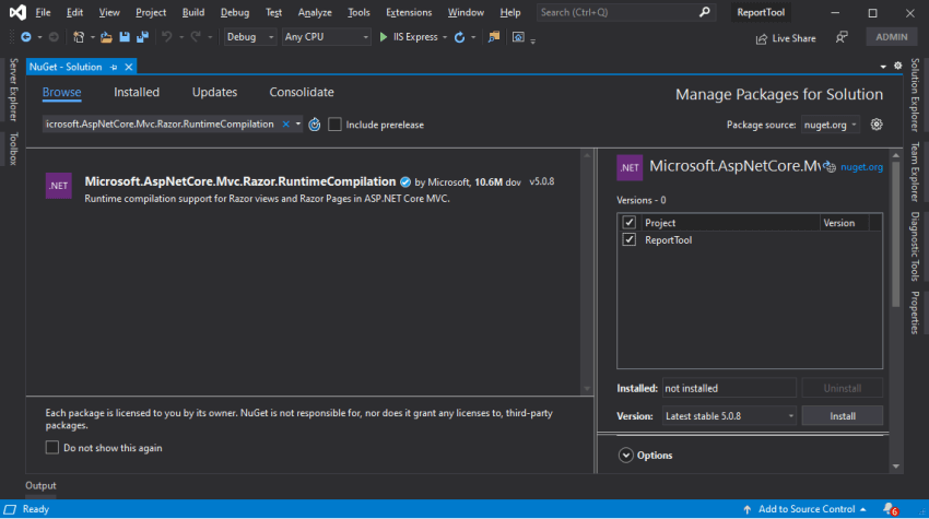Basic settingsconfiguration of .Net Core Web Application